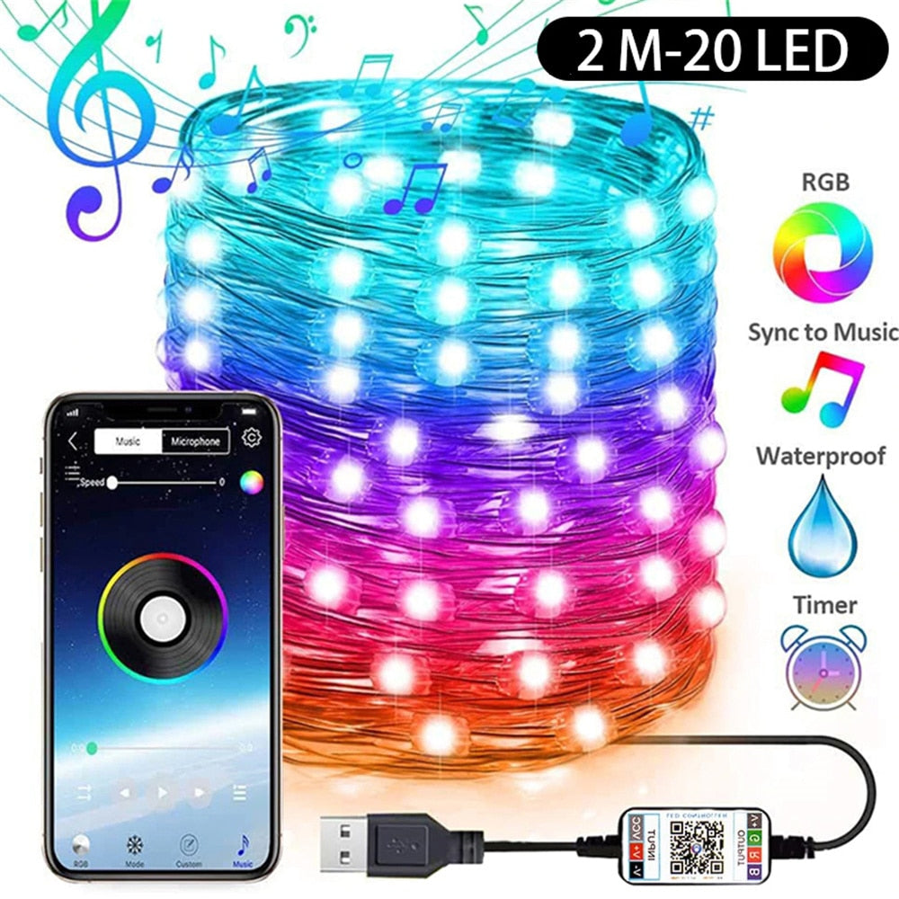 USB LED Bluetooth Lichterkette Weihnachtsbaumdekoration