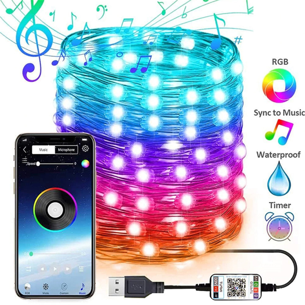 USB LED Bluetooth Lichterkette Weihnachtsbaumdekoration