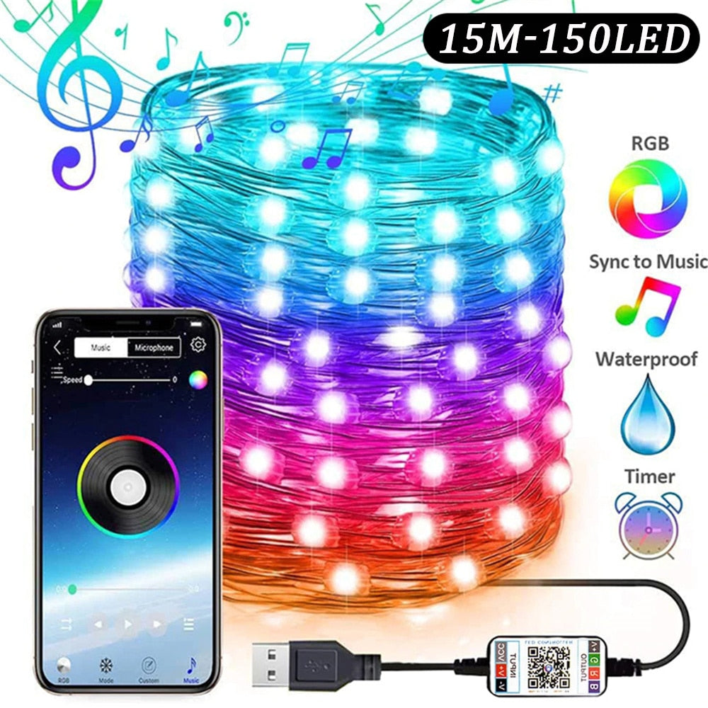 USB LED Bluetooth Lichterkette Weihnachtsbaumdekoration