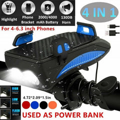 4 in 1 Fahrradtelefonhalter Scheinwerfer Powerbank Hochdezibel-Lautsprecher