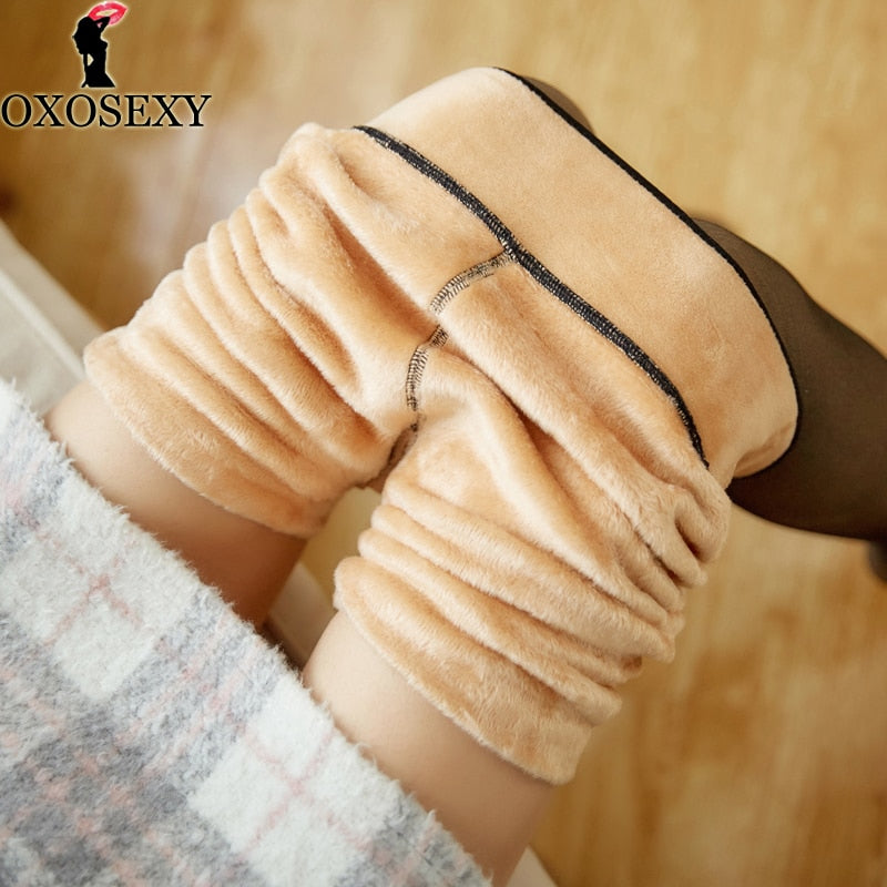 Strumpfhose Transparente warme Fleece Strumpfhose für den Winter im Freien