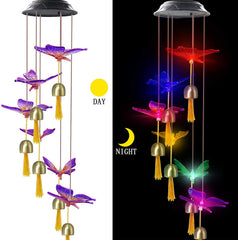 Solarbetriebenes farbwechselndes Windspiel - Kristallkugel/Kolibri/Schmetterling/Herz Lichte