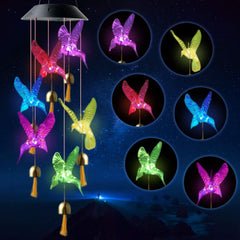 Solarbetriebenes farbwechselndes Windspiel - Kristallkugel/Kolibri/Schmetterling/Herz Lichte